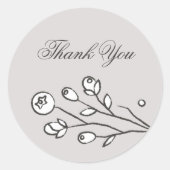 ヴィンテージ開花結婚のクロージャステッカー – グレー ラウンドシール (正面)