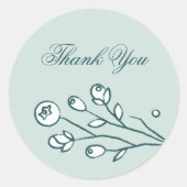 ヴィンテージ開花結婚のクロージャステッカー – ティール(緑がかった色) ラウンドシール (正面)