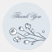 ヴィンテージ開花結婚のクロージャステッカー – 青 ラウンドシール (正面)