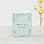 ヴィンテージ開花結婚のサンキューカード-ティール(緑がかった色) カード (黄色い花)