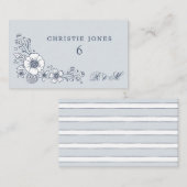 ヴィンテージ開花結婚フローラの座席表 – 青 エンクロージャーカード (正面/裏面)