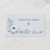 ヴィンテージ開花結婚フローラの座席表 – 青 エンクロージャーカード (正面)