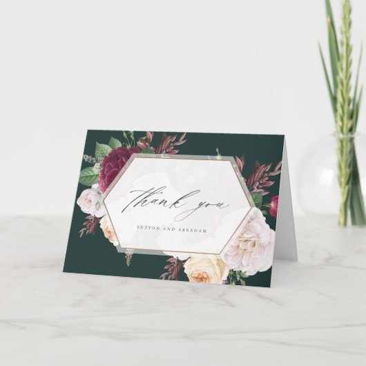 ヴィンテージ開花結婚フローラサンキューカード カード (正面)