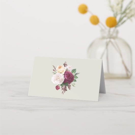 ヴィンテージ開花結婚フローラ座席表 プレイスカード (裏面)