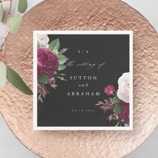 ヴィンテージ開花結婚フローラ スタンダードカクテルナプキン