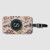 ヴィンテージ開花:ほこりっぽいバラボホフローラ水彩 ラゲッジタグ (正面横)