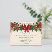 ヴィンテージ開花:レトロクリスマス招待状 ポストカード (スタンド正面)