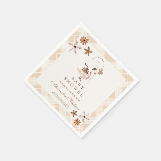 ヴィンテージ間抜けグースお洒落ベイビーシャワー スタンダードカクテルナプキン (角)