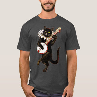 ヴィンテージ間抜けス遊バンジョカントリー猫 Tシャツ