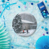 ヴィンテージ降雪写真紙プレート ペーパープレート (パーティー)