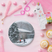 ヴィンテージ降雪写真紙プレート ペーパープレート (パーティー)