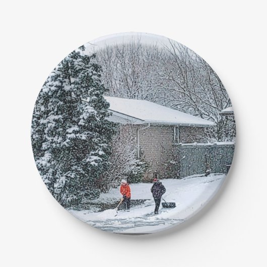 ヴィンテージ降雪写真紙プレート ペーパープレート (正面)