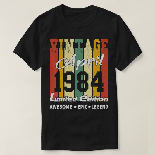 ヴィンテージ限定版誕生日装飾4月 Tシャツ (デザイン正面)
