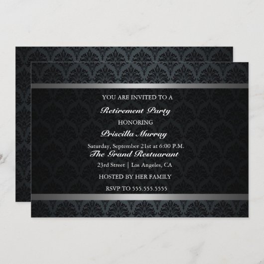 ヴィンテージ除エレガント去パーティー 招待状 (正面/裏面)