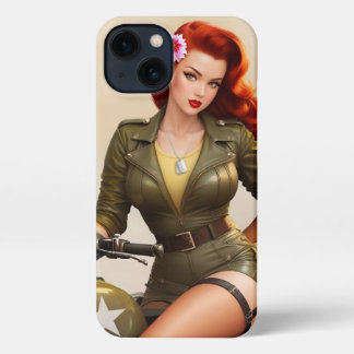 ヴィンテージ陸軍オートバイピンナップiPhoneケース iPhone 13ケース