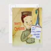 ヴィンテージ陸軍軍隊クリスマスポストカード シーズンポストカード (正面/裏面)