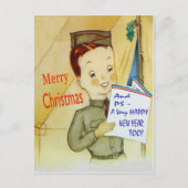 ヴィンテージ陸軍軍隊クリスマスポストカード シーズンポストカード (正面)