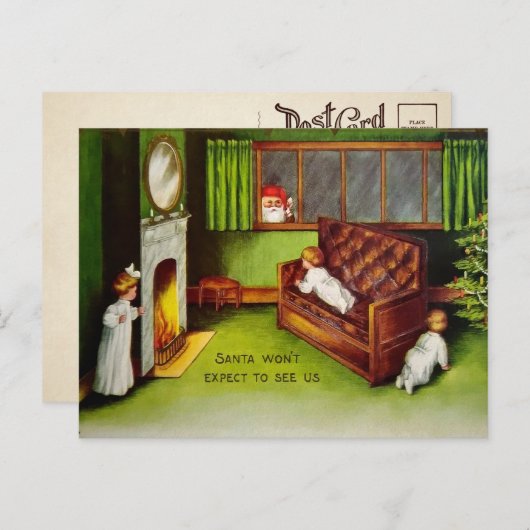 ヴィンテージ隠し子クリスマスポストカード ポストカード (正面/裏面)