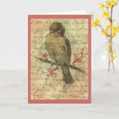 ヴィンテージ雀 カード (黄色い花)