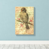 ヴィンテージ雀 キャンバスプリント (インサイチュ (ウッドフロア))