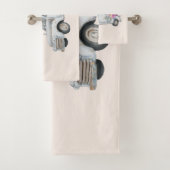 ヴィンテージ集荷トラックと花素朴 バスタオルセット (インサイチュ)