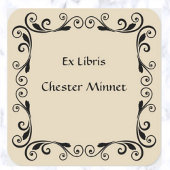 ヴィンテージ離れ抽象芸術と渦巻き蔵書票 スクエアシール