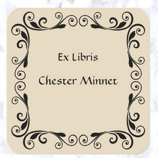 ヴィンテージ離れ抽象芸術と渦巻き蔵書票 スクエアシール