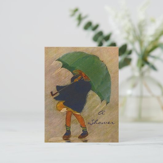 ヴィンテージ雨降りパーティーアナウンス招待状 招待状 (スタンド正面)