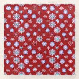 ヴィンテージ雪が赤 ガラスコースター