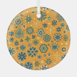 ヴィンテージ雪が黄色 ガラスオーナメント