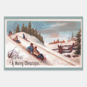 ヴィンテージ雪そりのカード「メリークリスマス」 ラッピングペーパーシート (正面)
