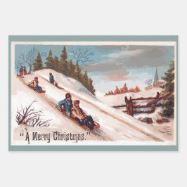 ヴィンテージ雪そりのカード「メリークリスマス」 ラッピングペーパーシート