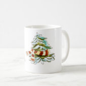 ヴィンテージ雪だるまとクリスマスツリーマグカップ コーヒーマグカップ (正面右)