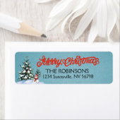 ヴィンテージ雪だるまとクリスマスツリー ラベル (インサイチュ)