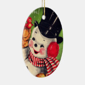 ヴィンテージ雪だるまとレッドバード セラミックオーナメント (右)