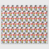 ヴィンテージ雪だるまと子供のタイルパーティー ラッピングペーパー (フラット)