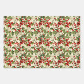 ヴィンテージ雪だるまアンドホリー ラッピングペーパーシート (正面2)