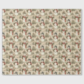 ヴィンテージ雪だるまインウィンターワンダーランド ラッピングペーパー (フラット)