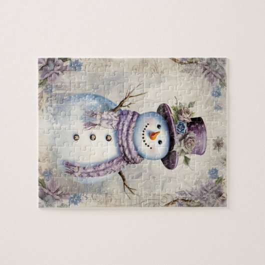 ヴィンテージ雪だるまエレガンスクリスマスホリデー ジグソーパズル (横)