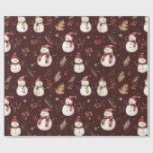 ヴィンテージ雪だるまオンブルゴーニュミニマル ラッピングペーパー (フラット)
