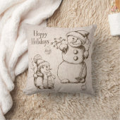ヴィンテージ雪だるまクリスマスアンドホリデー クッション (ブランケット)