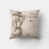 ヴィンテージ雪だるまクリスマスアンドホリデー クッション (裏面)