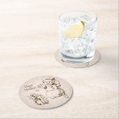 ヴィンテージ雪だるまクリスマスアンドホリデー ラウンドペーパーコースター (インサイチュ)