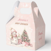 ヴィンテージ雪だるまクリスマスガール赤ちゃんシャワー大 フェイバーボックス (正面)
