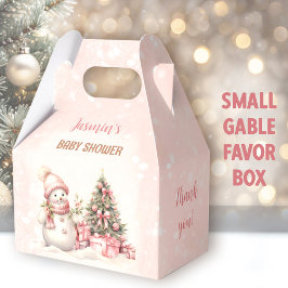 ヴィンテージ雪だるまクリスマスガール赤ちゃんシャワー小 フェイバーボックス