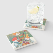 ヴィンテージ雪だるまクリスマスバンド ストーンコースター (横)