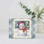 ヴィンテージ雪だるまクリスマス切手 シーズンポストカード (スタンド正面)