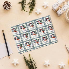 ヴィンテージ雪だるまクリスマス切手 薄葉紙