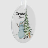 ヴィンテージ雪だるまクリスマス応援 オーナメント (正面)