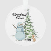 ヴィンテージ雪だるまクリスマス応援 オーナメント (正面)